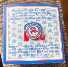 RNC Republican Party 2007 Limited Edition Lapel Pin on Card George W. Bush picture