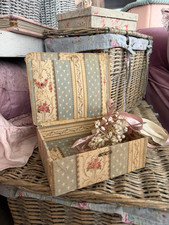 Antique French Blue Floral Fabric Box picture