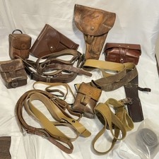 Vintage Military Surplus Leather Holsters Ammo Pouches Slings Lot picture