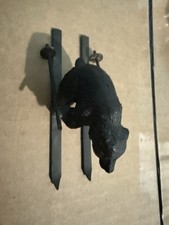 Antique Brown Metal Bear Figurine on skis with polls Small picture