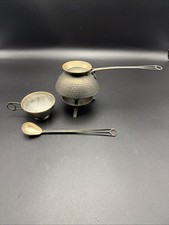 Vintage russian hand hammered steel Cezve coffee set Complete picture
