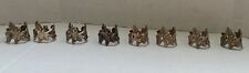 Nice Set of 8 Silver Pewter ? NAPKIN RINGS Cut Out Leaves Acorn Fall  2