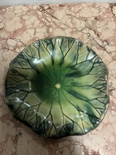 Vintage Lilly Plates 2 Global View Footed Ceramic Lilly Pad With Green Drip . picture