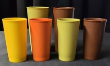 Vintage Tupperware Stackable Tumblers - Set of 6 Harvest Colors Circa 1970 picture