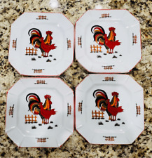 Vintage Art Deco Rossini Rooster and Hen Plate | Set of 4 picture