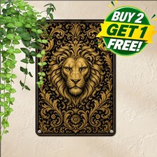 Majestic Regal Heraldic Crest Sign Antique Baroque Metal Wall Tin Plaque picture
