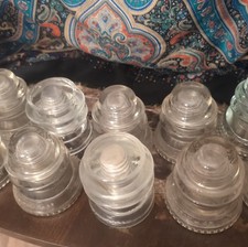 10 Vintage Heminggray Glass Insulators picture