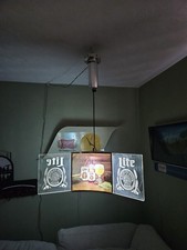 RARE Vintage Miller LITE Beer 3 SIDED Clock Hanging MOTION Bar Light Sign VIDEO picture