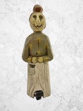 Vintage Larry Koosed 1987 Folk Art Hand Carved Sculpture Woman Cat Country READ picture