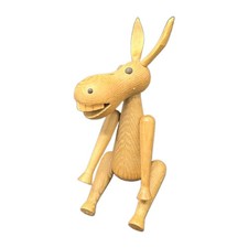 Vintage 1959 Zoo Line Teak Wood Donkey Figurine Mid-Century Japan picture