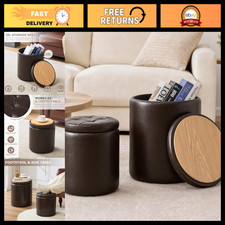 Set of 2 Storage Ottoman, Space Saving Ottoman with Storage for Bedroom picture