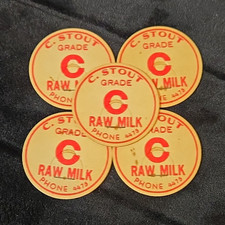 C. Stout Grade C Raw Milk Dairy Bottle Caps, Beige/Red Lot of 5 picture