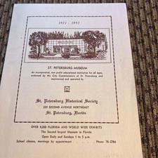 1953 St. Petersburg Museum Brochure, Historical Society, Non Profit Educational picture