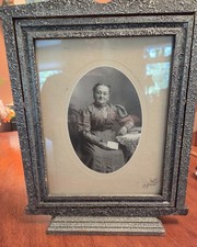 Antique Victorian Elderly Lady Photograph In Standing Swinging Frame 14 X 8 picture