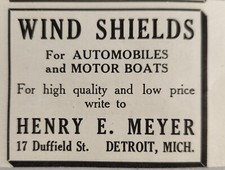 1908 Print Ad Henry E Meyer Wind Shields Automobile & Boats Detroit,Michigan picture