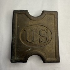 US Military 1881 Anson Mills Worcester MA Brass Forged Belt Buckle Plate picture