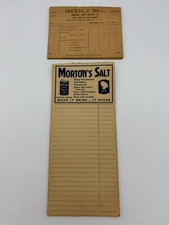 Vintage Morton's Salt Shopping List Pad Sheffield Farms Dairy Weekly Bills Lot picture