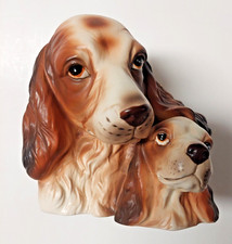 Vintage Napcoware Cocker Spaniel Mom & Pup Ceramic Planter 8953 MCM Japan picture