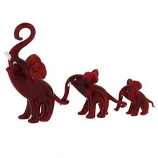 GlassOfVenice Murano Glass Elephant Family - Red picture