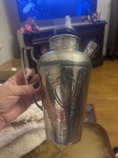 Antique Silverplated Cocktail Shaker Hand Hammered EGW&S Pat Dec 23, 1915 picture