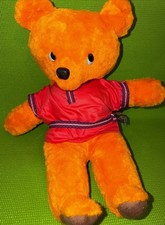 VTG Russian Soviet Slavic USSR 70s Orange Teddy Bear Red Traditional Tunic 24” picture