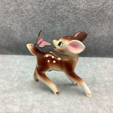 Vintage Bradley Japan Ceramic Fawn or Bambi with Pink Butterfly on Spring picture