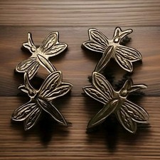 Set Of 4 Napkin Rings Dragonfly Design DII Silver Vintage 1994 picture