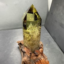 940g Natural citrine Quartz Obelisk Tower Point Crystal Reiki Decor+Stand picture