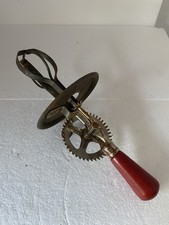 Vintage Egg Beater A&J Red Wood Handle Mixer Kitchen 1923 Patent Made In USA picture