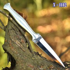 handmade Damascus steel hunting dagger fix blade Double Edge Boot knife sheath picture