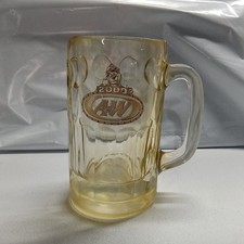 A&W Root Beer 6” Heavy Glass Mug w Nostalgia Rooty Bear Logo 2000 Millenium picture