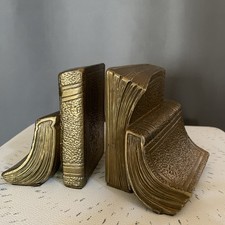 PM Craftsman Brass Metal Cast Stack Cascading Books Bookends MCM Made in USA picture
