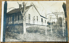 VTG 1910s House RPPC Mother with Cat on Porch AZO Real Photo Postcard Unposted picture