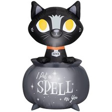 Gemmy 3.5’ Hocus Pocus Binx with Calderon Scene Halloween Airblown Inflatable picture