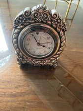 Gorgeous Vintage Brighton Victorian Style Silver Tone Desk Clock Heavy picture