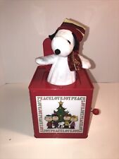 Gemmy Peanuts Snoopy Holiday Jack In Box Rare 2022 Musical Wind Up As Is Plush picture