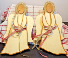 Vintage Hand Painted Wooden Angels Wall Hanging Decorative Folk/Tole Art picture