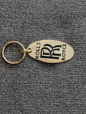 Vintage Solid Brass Rolls Royce RR Promotion Car Key Fob Chain 1970s 1980s picture
