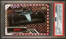 FERNANDO ALONSO 2023 TOPPS CHROME F1 RED CHECKER FLAG REFRACTOR SP 1/5 PSA 10 picture