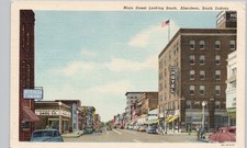 DOWNTOWN MAIN STREET aberdeen sd c1940 postcard south dakota south hotel picture