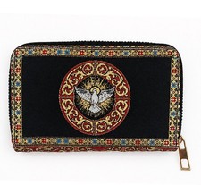Christian Tapestry Wallet with Holy Spirit Dove, Lined Zipper Coin Purse Gift picture
