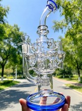 big Eight hearts 12inch Recycler rig tire electric blue bong Water pipe Smoking picture