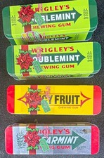 Lot of 4 Vintage 2008 Wrigley's Chewing Gum Holiday Collectible Tin-Factory Seal picture