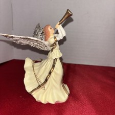 Vintage Silvestri Christmas Herald Angel Cream And Gold Ornament 5.25”Tall picture