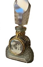 Victorian Era German Crystal Perfume Bottle Antique with Etched Cameo *RARE* picture