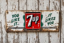 Vintage 7 Up Single Sided Tin Sign From 1950s You Like It It Likes You 7up picture