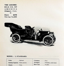 1908 Locomobile Model I Standard Print Catalog Advertisement Automobilia F14F picture
