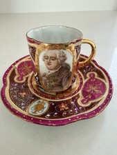 Antique Royal Vienna Portrait King Louis XVI Demitasse Cup Saucer  picture