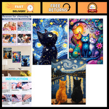 3 Pcs Cat Diamond Art Kits for Adults, Cat Paint by Diamond for Adults picture