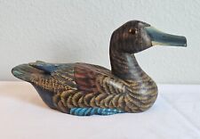 VINTAGE HAND CARVED AND PAINTED WOODEN MALLARD DUCK DECOY 7.5L x 3.5